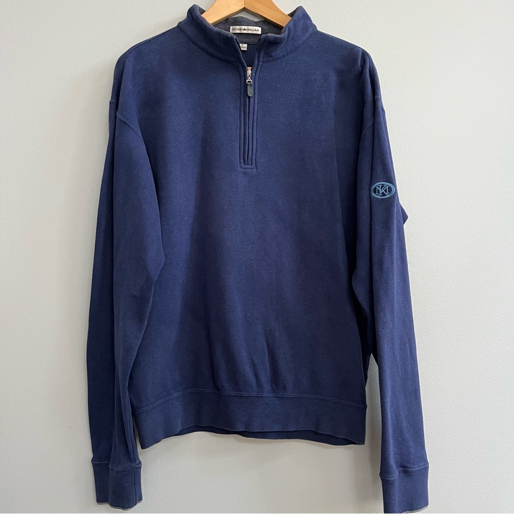 Peter Millar Men's Blue Melange Quarter Zip Pullover Size M Preppy Casual Golf